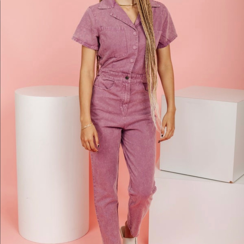 Entro purple denim jumpsuit coverall size L